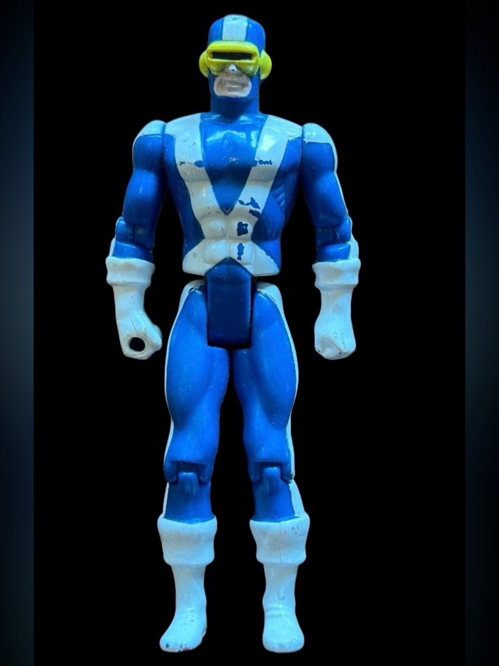 VINTAGE 1996 TOYBIZ MARVEL COMICS X-MEN CYCLOPS ACTION FIGURE BLUE WHITE YELLOW